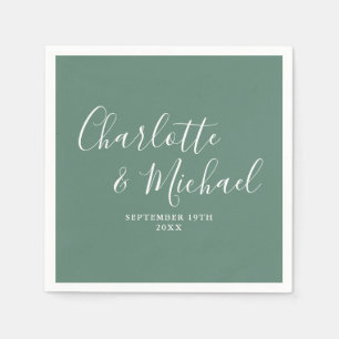 Eucalyptus Green Elegant Modern Script Wedding Napkin