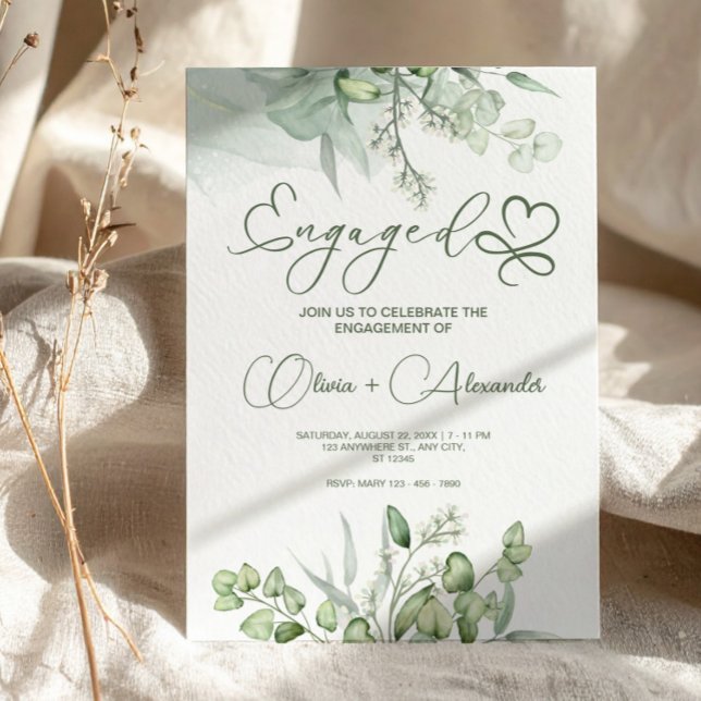Eucalyptus Green Engagement Card, Unique Wedding  Invitation (Eucalyptus Green Engagement Card, Unique Wedding Invitation)