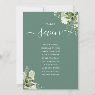 Eucalyptus Green Floral Seating Plan Table Number