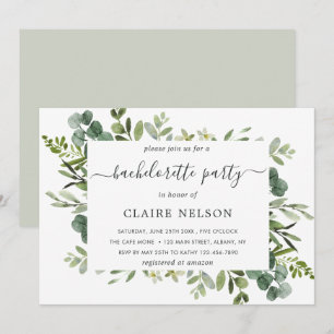 Eucalyptus Green Foliage Bachelorette Party Invitation