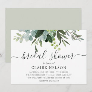 Eucalyptus Green Foliage Bridal Shower Invitation