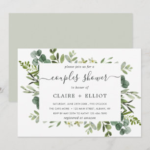 Eucalyptus Green Foliage Couples Shower Invitation