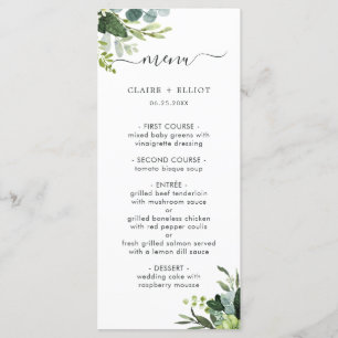 Eucalyptus Green Foliage Menu Card