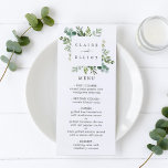 Eucalyptus Green Foliage Menu Card<br><div class="desc">This menu card features painted watercolor eucalyptus,  green foliage and a square frame. For more advanced customization of this design,  Please click the "Customize further" link.  Matching items are also available.</div>