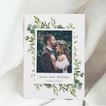 Eucalyptus Green Foliage Photo Thank You Card<br><div class="desc">This photo thank you card features painted watercolor eucalyptus,  green leaves and simple calligraphy. This will be perfect for weddings,  graduations,  anniversaries and similar events.</div>
