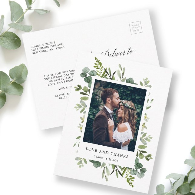 Eucalyptus Green Foliage Photo Thank You Postcard (Front & Back)
