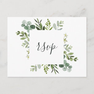 Eucalyptus Green Foliage RSVP Invitation Postcard