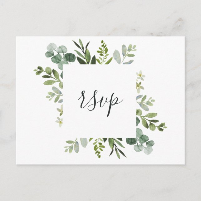 Eucalyptus Green Foliage RSVP Invitation Postcard (Front)