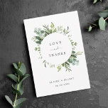 Eucalyptus Green Foliage Thank You Card<br><div class="desc">This thank you card features painted watercolor eucalyptus,  green leaves and circle frame. For more advanced customisation of this design,  Please click the "Customise further" link.  Matching items are also available.</div>