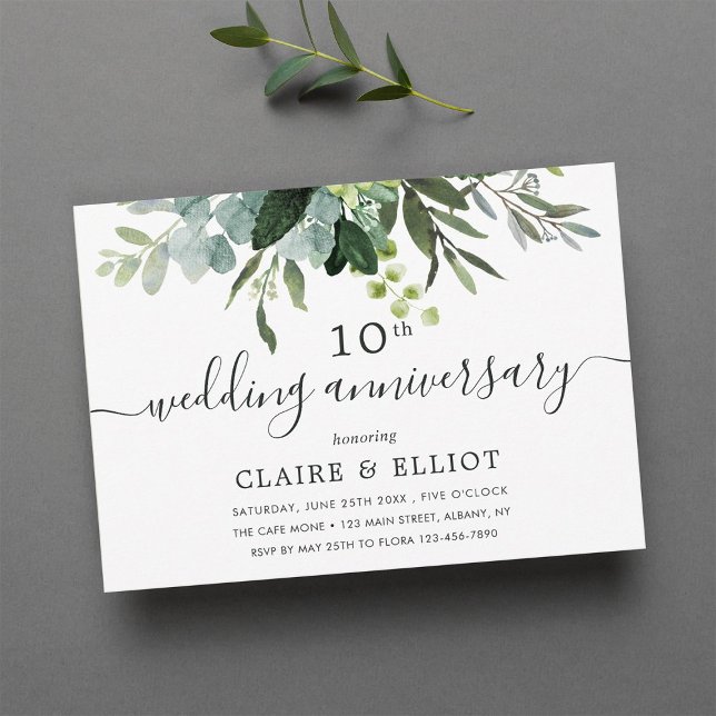 Eucalyptus Green Foliage Wedding Anniversary Invitation (Creator Uploaded)