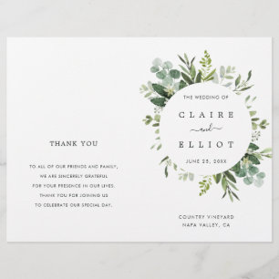 Eucalyptus Green Foliage Wedding Ceremony Program