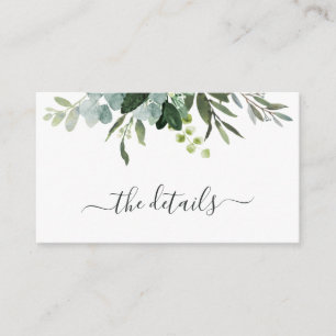 Eucalyptus Green Foliage Wedding Details Enclosure Card