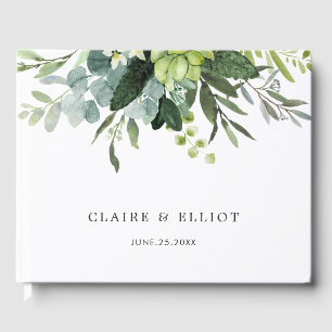 Eucalyptus Green Foliage Wedding Guest Book