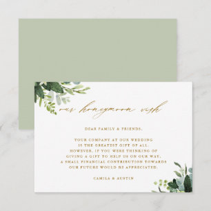 Eucalyptus Green Foliage Wedding Honeymoon Wish  Enclosure Card