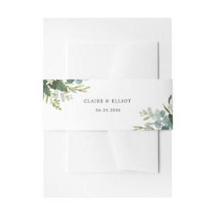 Eucalyptus Green Foliage Wedding Invitation Belly Band