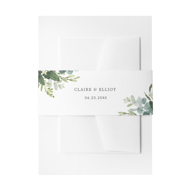 Eucalyptus Green Foliage Wedding Invitation Invitation Belly Band (Front Example)
