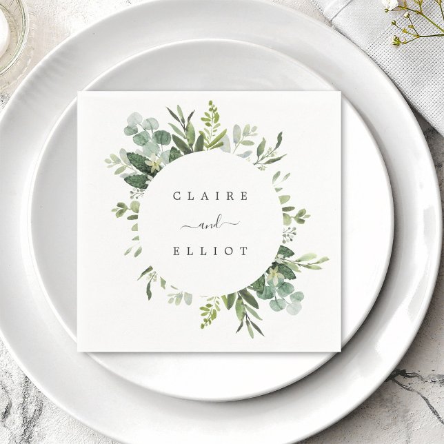 Eucalyptus Green Foliage Wedding Paper Napkin (Creator Uploaded)