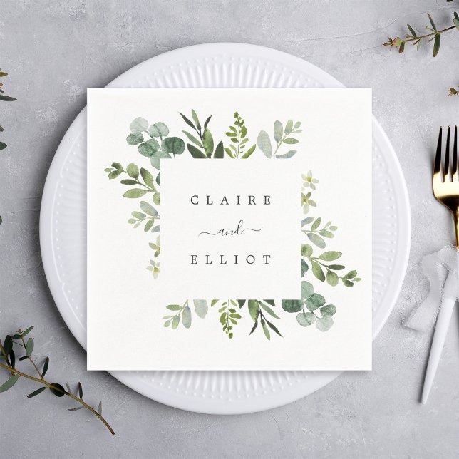 Eucalyptus Green Foliage Wedding Paper Napkin (Creator Uploaded)
