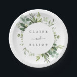 Eucalyptus Green Foliage Wedding Paper Plate<br><div class="desc">This wedding paper plate features painted watercolor eucalyptus,  green leaves and circle frame. For more advanced customisation of this design,  Please click the "Customise further" link.  Matching items are also available.</div>