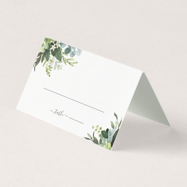 Eucalyptus Green Foliage Wedding Place Card (Front)