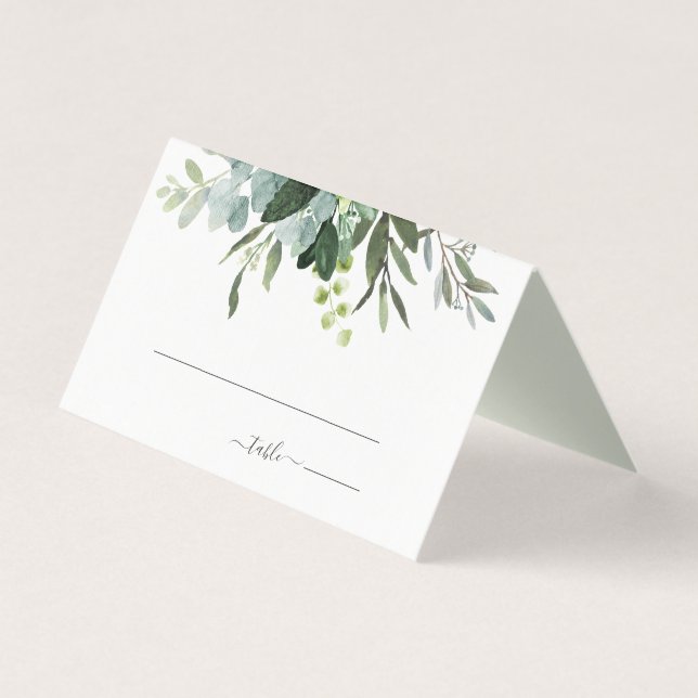 Eucalyptus Green Foliage Wedding Place Card (Front)