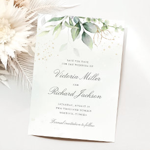 Eucalyptus Green Foliage Wedding Save The Date