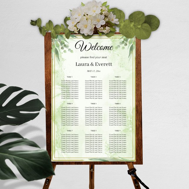 Eucalyptus Green Foliage Wedding Seating Chart (Creator Uploaded)