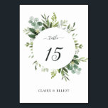 Eucalyptus Green Foliage Wedding Table Number<br><div class="desc">This wedding table number card features painted watercolor eucalyptus,  green leaves and a circular frame. For more advanced customisation of this design,  Please click the "Customise further" link.  Matching items are also available.</div>