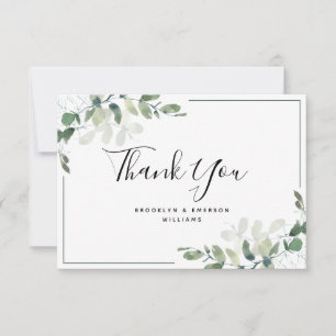 Eucalyptus Green Foliage Wedding  Thank You Card
