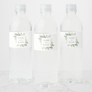 Eucalyptus Green Foliage Wedding Water Bottle Label