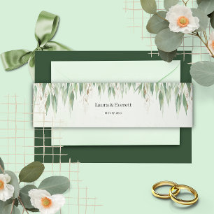 Eucalyptus Green Gold Foliage Invitation Belly Band