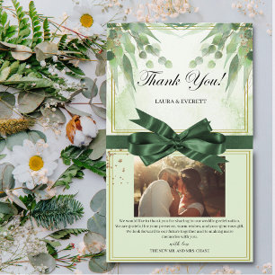 Eucalyptus Green Gold Foliage photo thank you Enclosure Card