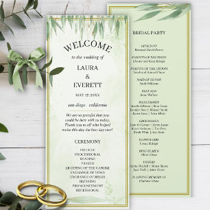 Eucalyptus Green Gold Foliage Wedding Program