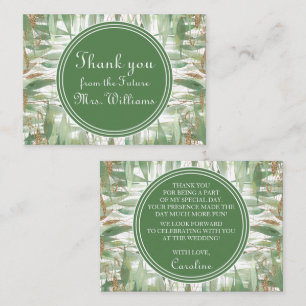 Eucalyptus Green Gold Glitter Bridal Thank you Enclosure Card