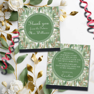Eucalyptus Green Gold Glitter Bridal Thank you Enclosure Card
