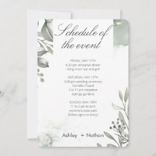 Eucalyptus green & gold watercolour Wedding Invitation