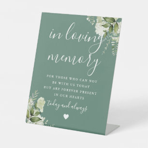 Eucalyptus Green In Loving Memory Greenery Wedding Pedestal Sign