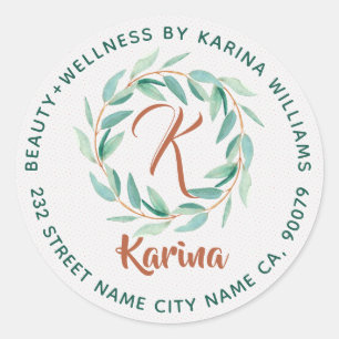 Eucalyptus Green Leafs Wreath Beauty & Wellness Classic Round Sticker