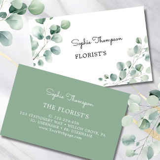 Eucalyptus green leaves business card
