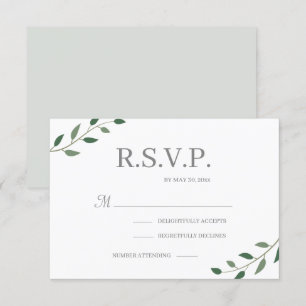 Eucalyptus Green Leaves Elegant Wedding RSVP Invitation