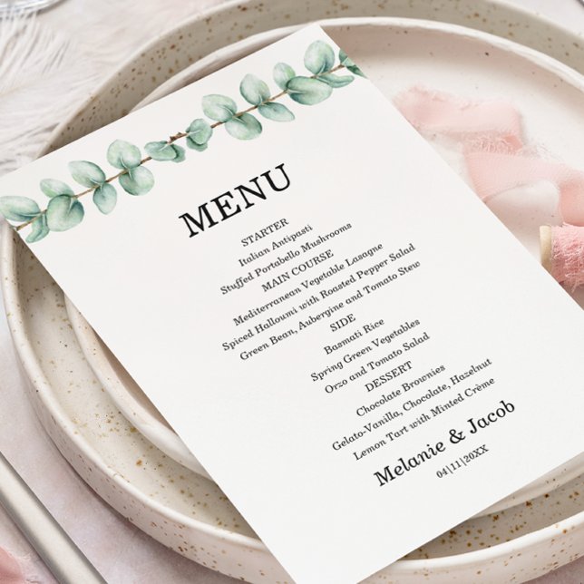 Eucalyptus Green Leaves Flat Menu Card (Creator Uploaded)