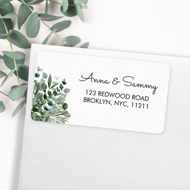Eucalyptus Green Leaves Foliage Address Label (In situ envelope)