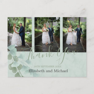 Eucalyptus Green Marble Elegant Wedding Thank You Postcard