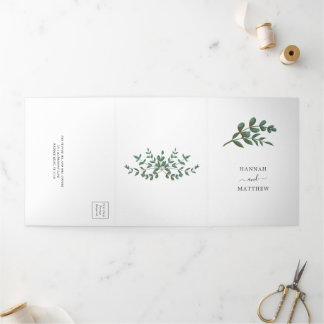 Eucalyptus Green Minimalist Elegant Wedding Tri-Fold Invitation