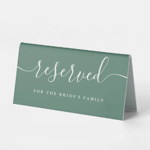 Eucalyptus Green Modern Script Wedding Reserved