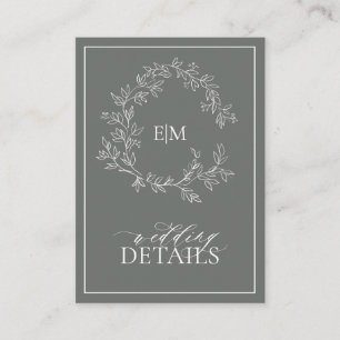 Eucalyptus Green Monogram Wedding Details Enclosure Card