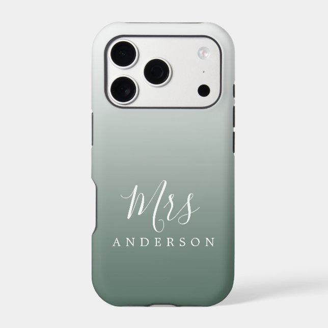 Eucalyptus Green Ombre Script Future Mrs Name (Back)
