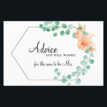 Eucalyptus Green Peach Floral Bridal Advice Card<br><div class="desc">Design features a soft watercolor eucalyptus stems and an orange/peach floral.   Coordinating design on the back.  Personalise with your event details easily and quickly,  simply press the customise it button. Matching items to complete your event collection are available in our Zazzle store!</div>