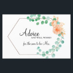 Eucalyptus Green Peach Floral Bridal Advice Card<br><div class="desc">Design features a soft watercolor eucalyptus stems and an orange/peach floral.   Coordinating design on the back.  Personalise with your event details easily and quickly,  simply press the customise it button. Matching items to complete your event collection are available in our Zazzle store!</div>