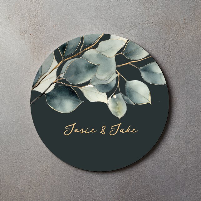 Eucalyptus green pretty wedding sticker (Creator Uploaded)